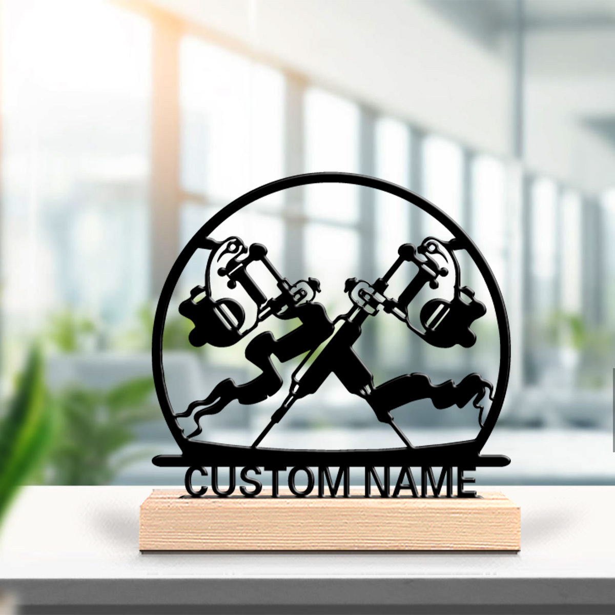Personalized Engraved Gift - Personalized Tattoo Artist Metal Statue Wooden