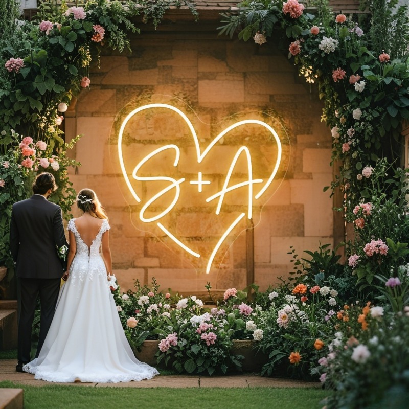 Custom Initials Heart LED Neon - Personalized Engraved Gift recension och pris