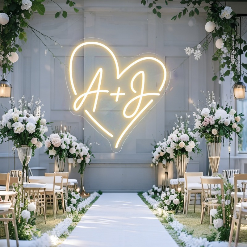 Custom Initials Heart LED Neon - Personalized Engraved Gift recension och pris