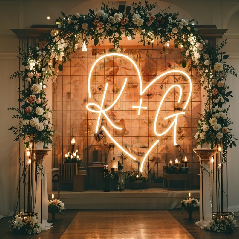 Custom Initials Heart LED Neon - Personalized Engraved Gift recension och pris