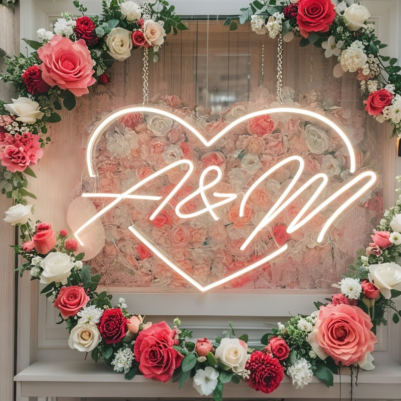 Custom Initials Heart LED Neon - Personalized Engraved Gift recension och pris
