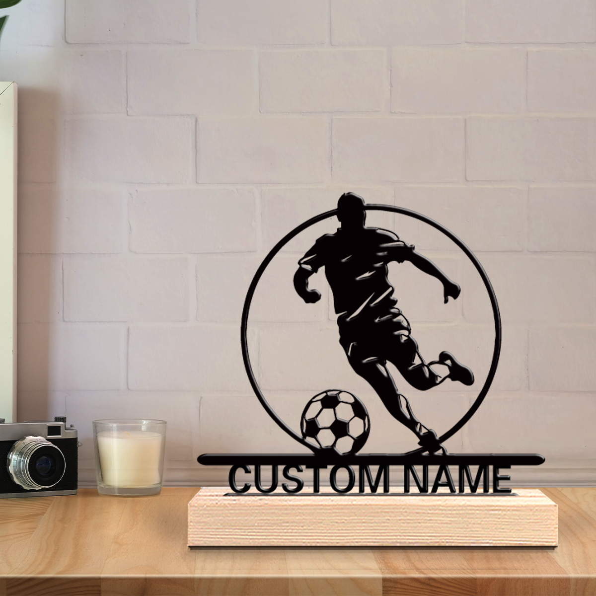Custom Soccer Player Metal Sta - Personalized Engraved Gift recension och pris