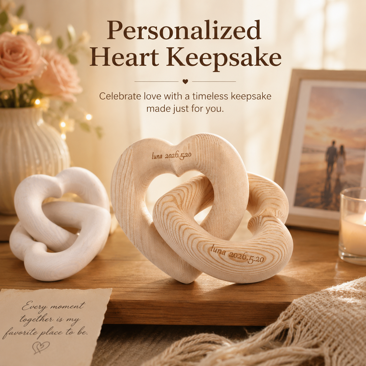 Double-ring heart-shaped custo - Personalized Engraved Gift recension och pris